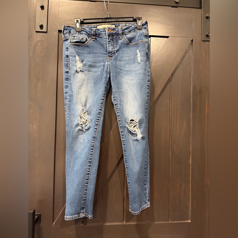Sara Distressed Skinny Blue Jeans - Picture 2 of 6